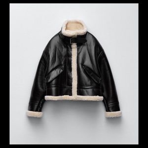 Zara NWT BLOGGERS FAVE teddy bomber shearling lined high neck coat